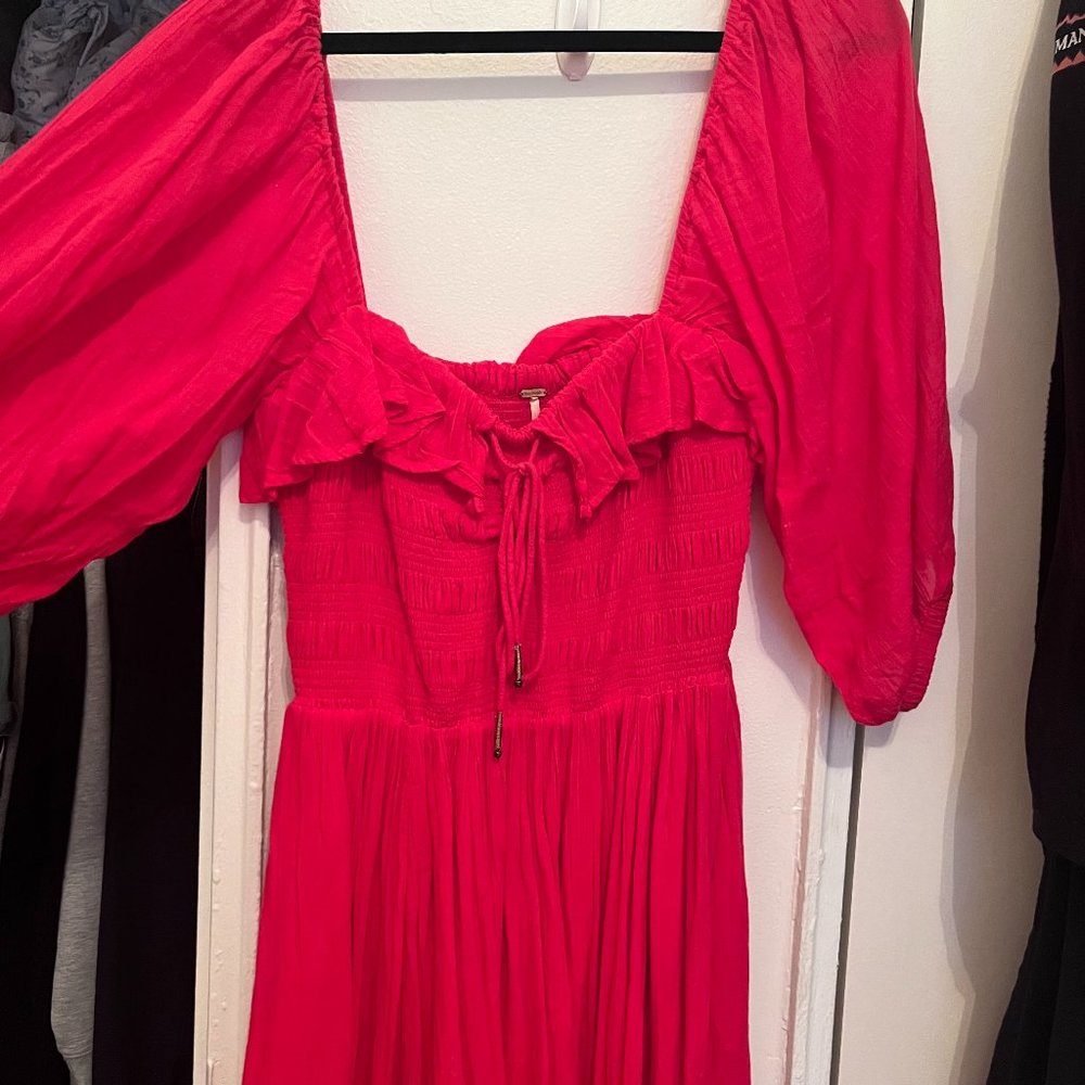 Free People Oasis Midi Dress - Size M Red Rose